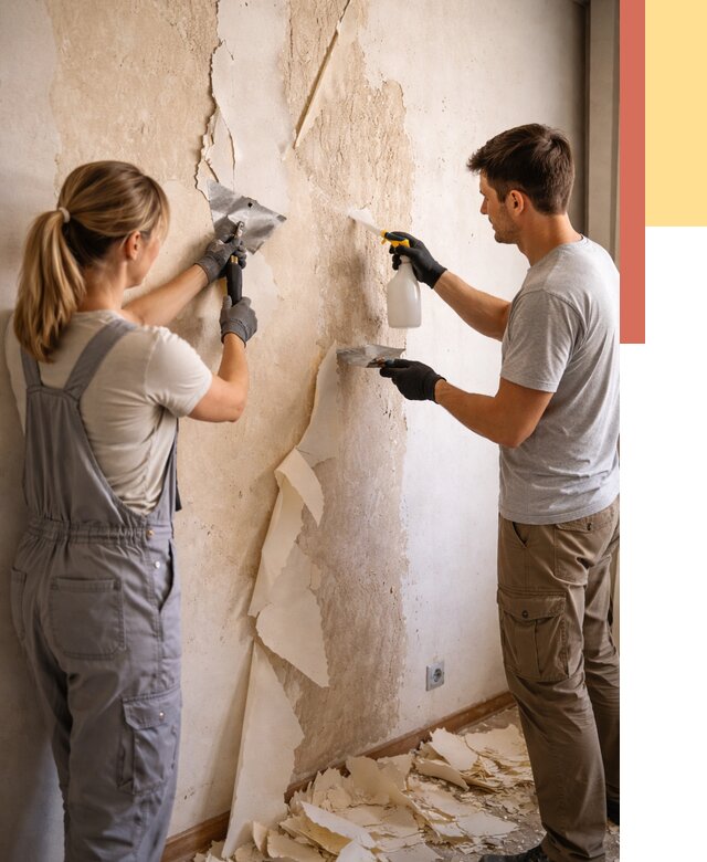 Снятие старых обоев в Колпино от 5415 руб. под ключ недорого | ОТДЕЛОЧНИК-Клп