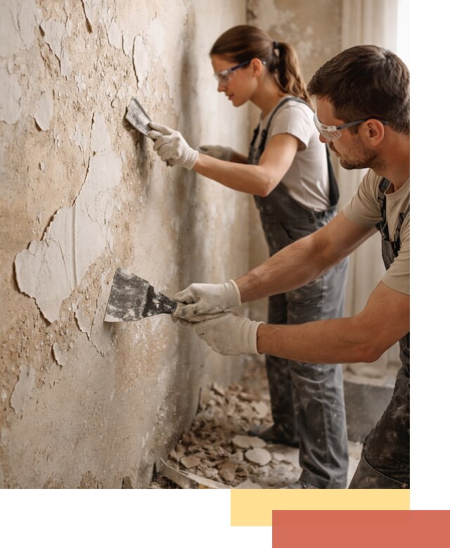 Снятие старой шпаклевки и подготовка поверхностей в Колпино