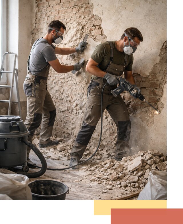 Демонтаж штукатурки со стен в Колпино быстро и аккуратно