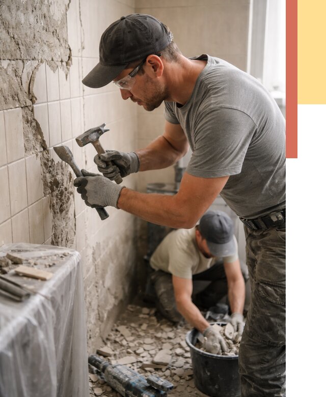 Демонтаж плитки со стен в Колпино от 877 руб. — быстро и недорого | ОТДЕЛОЧНИК-Клп