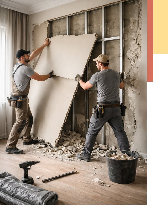 Демонтаж гипсокартона со стен в Колпино от 361 руб. — услуги демонтажа | ОТДЕЛОЧНИК-Клп