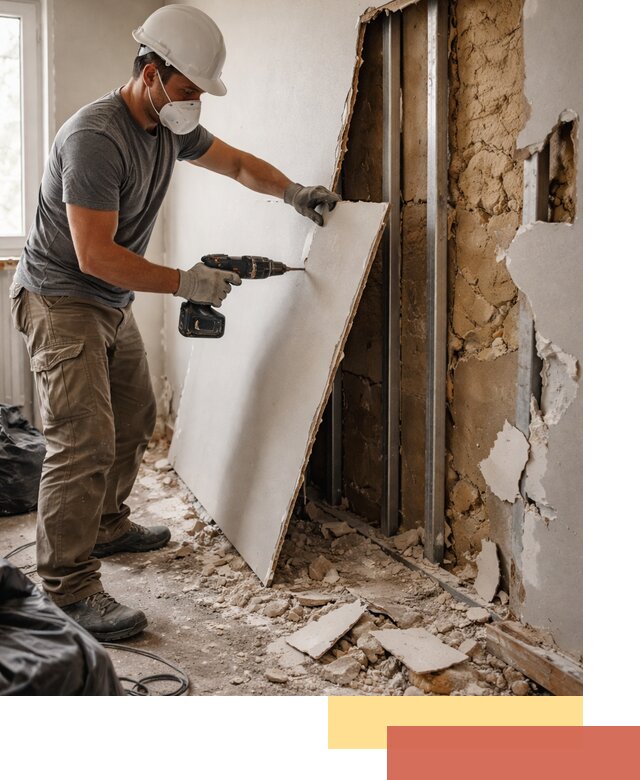 Демонтаж гипсокартона со стен в Колпино качественно и быстро