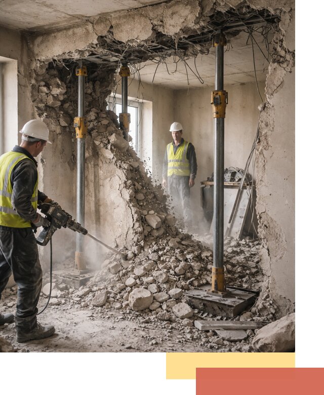 Снос несущих стен в Колпино с гарантией безопасности и качества