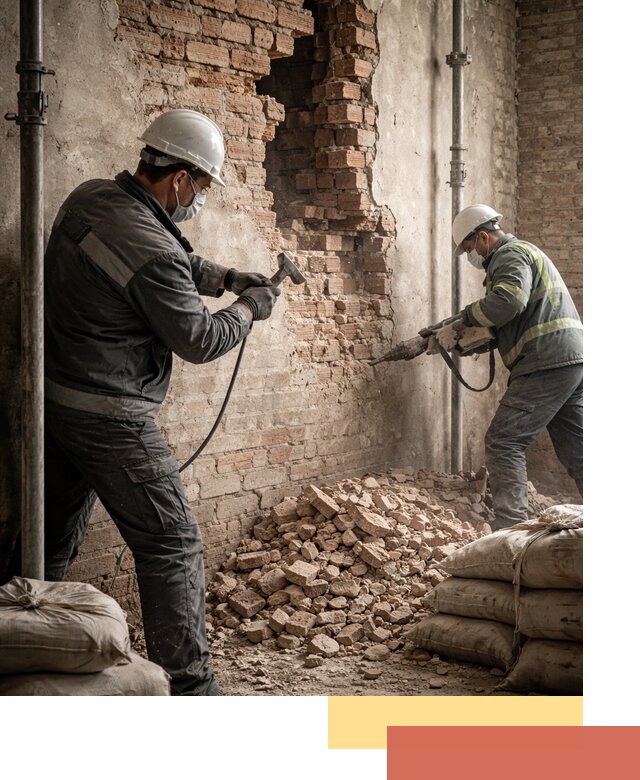 Демонтаж кирпичных стен в Колпино быстро и безопасно