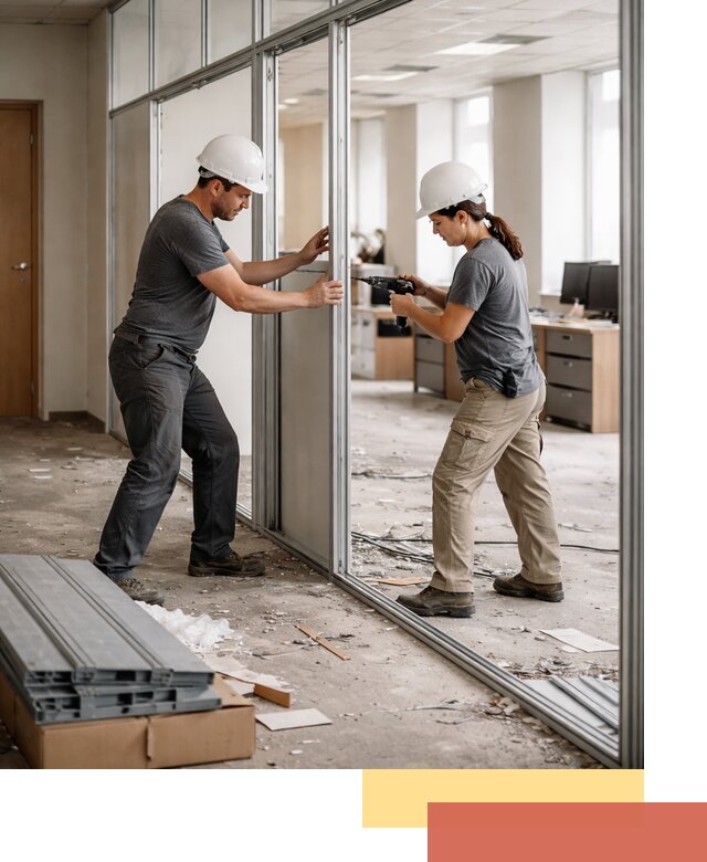 Демонтаж алюминиевых перегородок в Колпино быстро и аккуратно