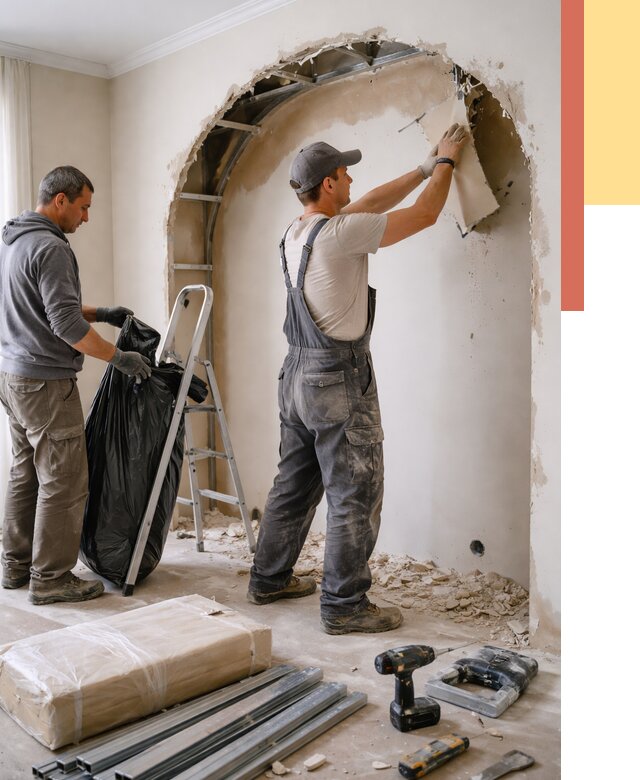 Демонтаж арки из гипсокартона в Колпино от 3610 руб. — услуги под ключ | ОТДЕЛОЧНИК-Клп