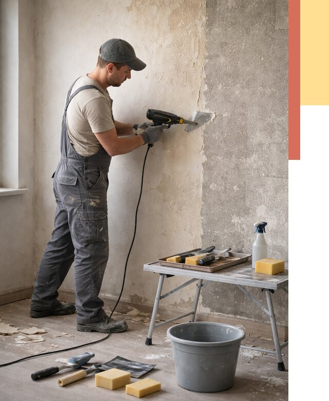 Очистка стен от клея в Колпино от 1908 руб. — снятие и удаление клея со стен | ОТДЕЛОЧНИК-Клп