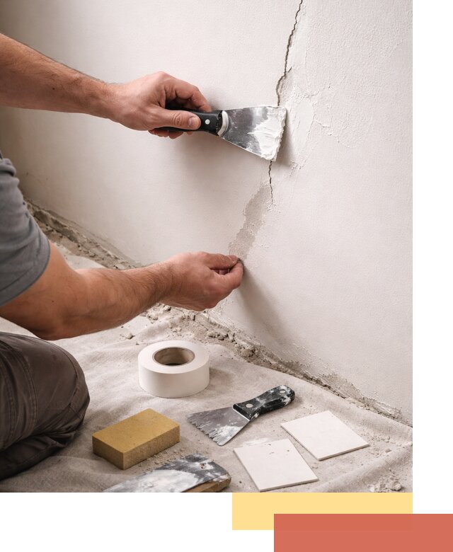 Заделка трещин и сколов в стенах и потолках в Колпино