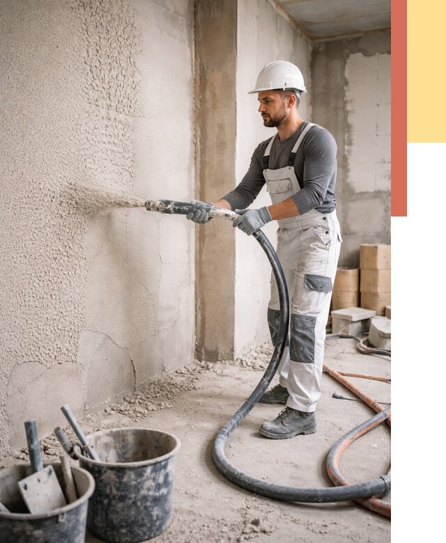 Машинная штукатурка стен в Колпино под ключ от 6705 руб./м2 | ОТДЕЛОЧНИК-Клп