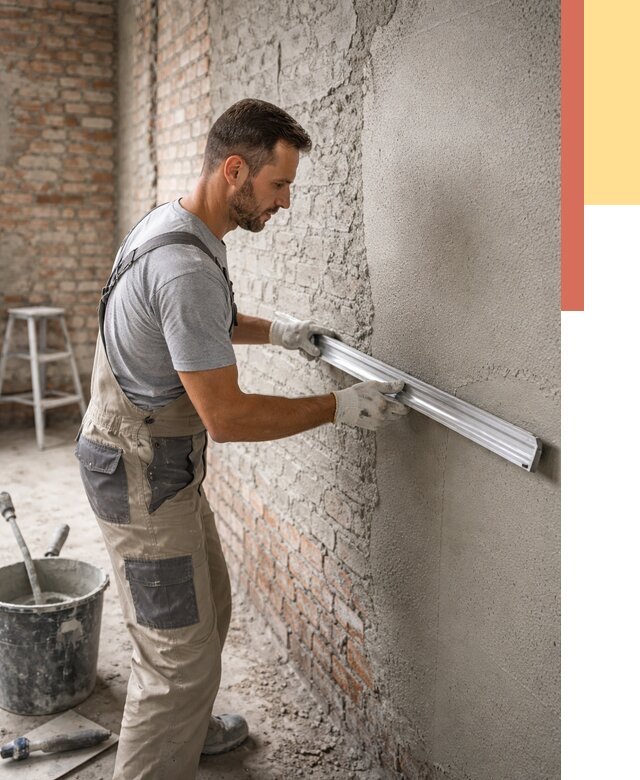 Штукатурка кирпичных стен в Колпино от 4642 руб/м2 — быстро и недорого | ОТДЕЛОЧНИК-Клп