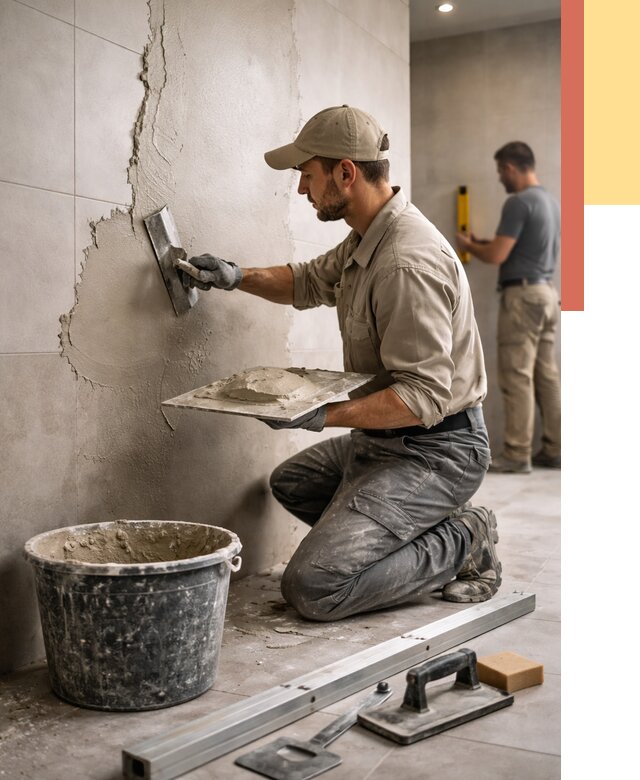 Штукатурка стен в ванной в Колпино от 4642 руб./м² — выравнивание под ключ | ОТДЕЛОЧНИК-Клп