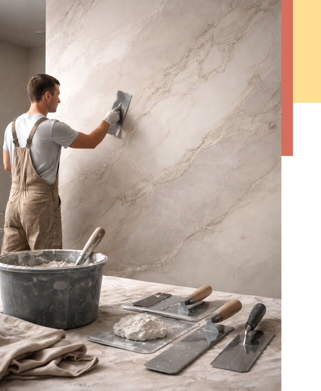 Декоративная штукатурка под мрамор в Колпино от 2888 руб./м² — быстро и недорого | ОТДЕЛОЧНИК-Клп