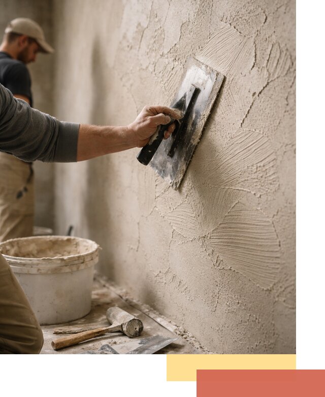 Фактурная штукатурка стен в Колпино — монтаж, отделка, реставрация