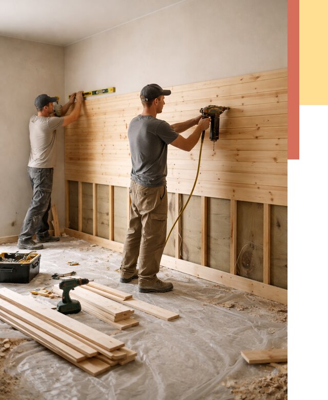 Монтаж деревянной вагонки на стены в Колпино от 7736 руб. | Услуги монтажа вагонки | ОТДЕЛОЧНИК-Клп