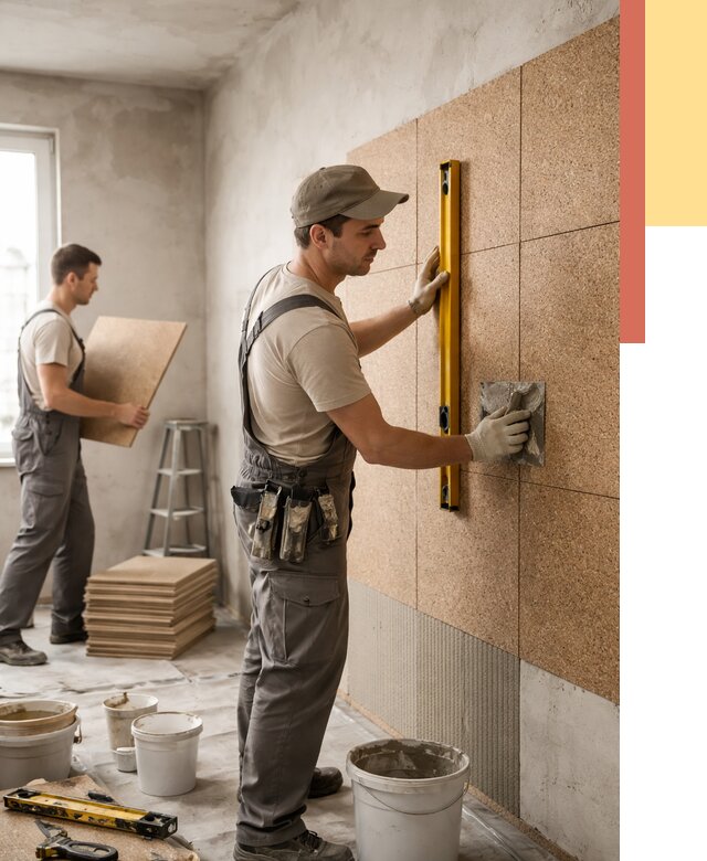 Монтаж пробковых панелей на стены в Колпино от 3610 руб. — ОТДЕЛОЧНИК-Клп