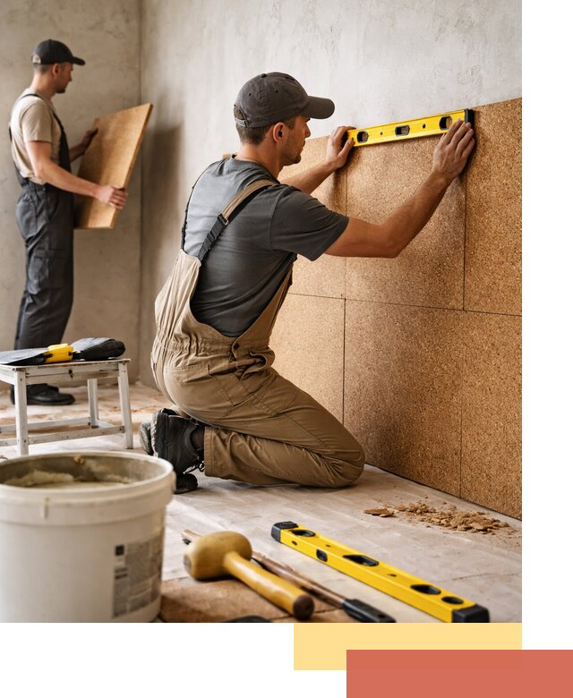 Монтаж пробковых панелей на стены в Колпино быстро и качественно