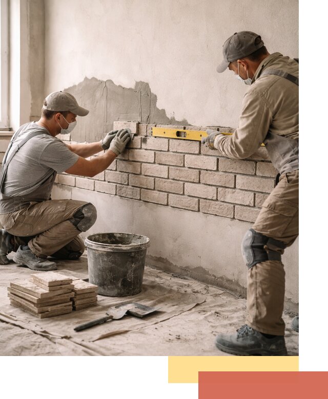 Монтаж декоративного кирпича профессионально в Колпино