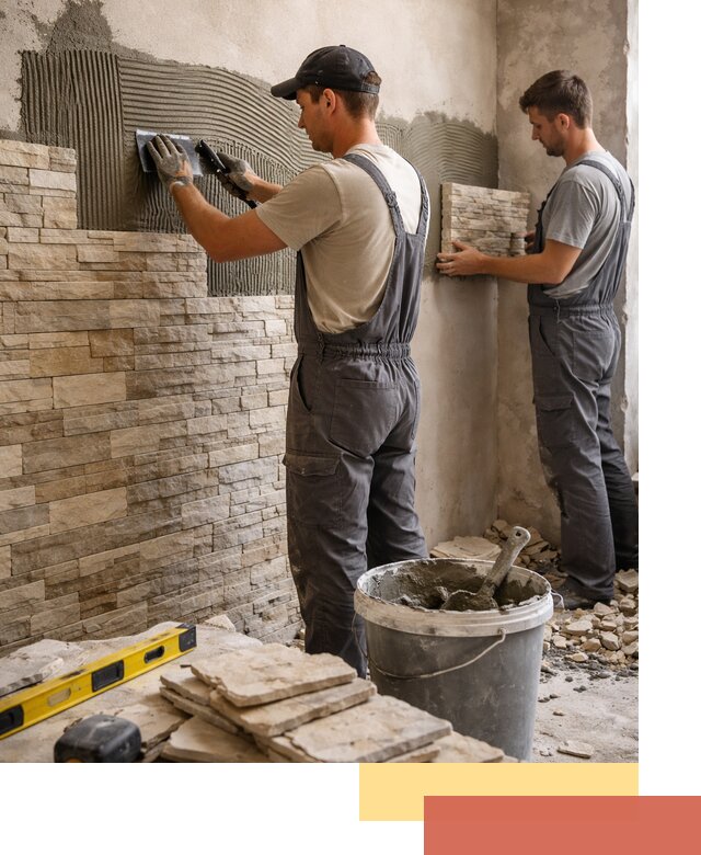 Монтаж искусственного камня в Колпино — облицовка стен и фасадов