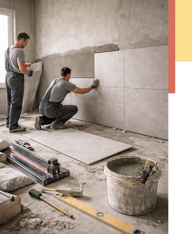 Облицовка стен керамогранитом в Колпино от 4332 руб./м² — услуги под ключ | ОТДЕЛОЧНИК-Клп