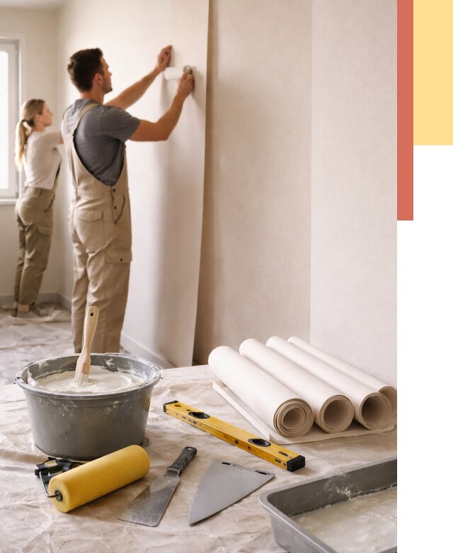 Поклейка бумажных обоев в Колпино от 5673 руб./м2 — быстро и недорого | ОТДЕЛОЧНИК-Клп