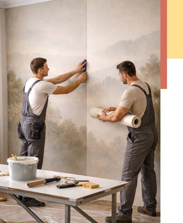 Поклейка фотообоев в Колпино от 8768 руб/м² — быстро и недорого | ОТДЕЛОЧНИК-Клп