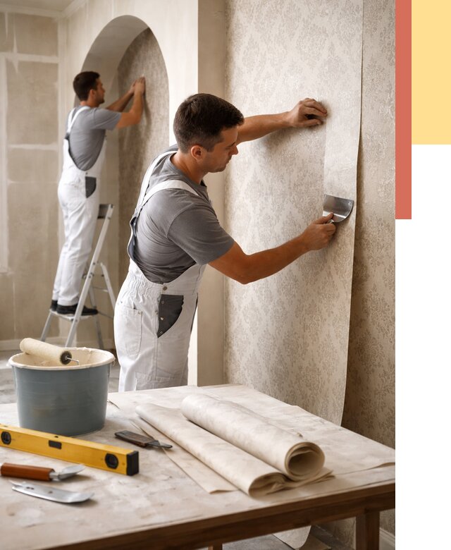 Поклейка обоев на сложные стены в Колпино от 2888 руб. под ключ | ОТДЕЛОЧНИК-Клп