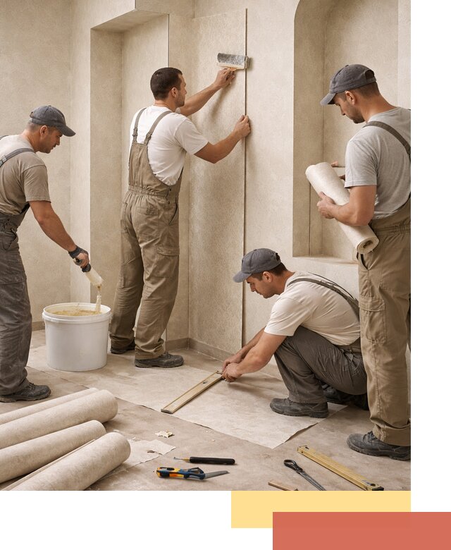 Поклейка обоев на сложные стены и неровные поверхности в Колпино