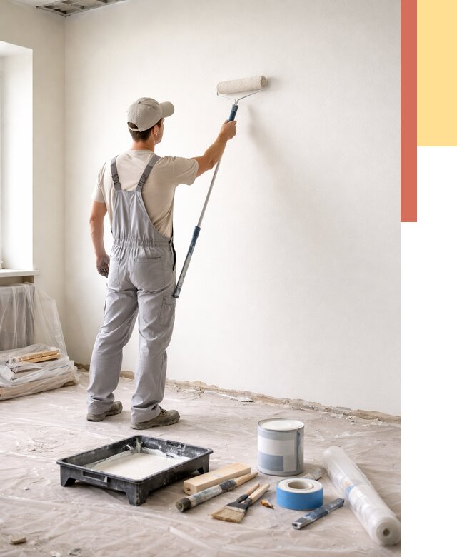 Покраска стен водоэмульсионной краской в Колпино от 464 руб. за м² | ОТДЕЛОЧНИК-Клп