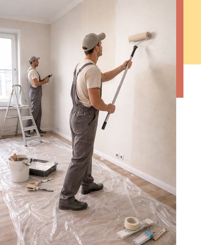 Покраска стен акриловой краской в Колпино от 3610 руб./м² — быстро и недорого | ОТДЕЛОЧНИК-Клп