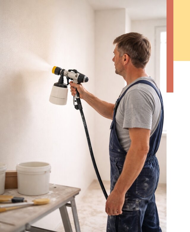 Покраска стен краскопультом в Колпино от 7736 руб. — механизированная покраска | ОТДЕЛОЧНИК-Клп