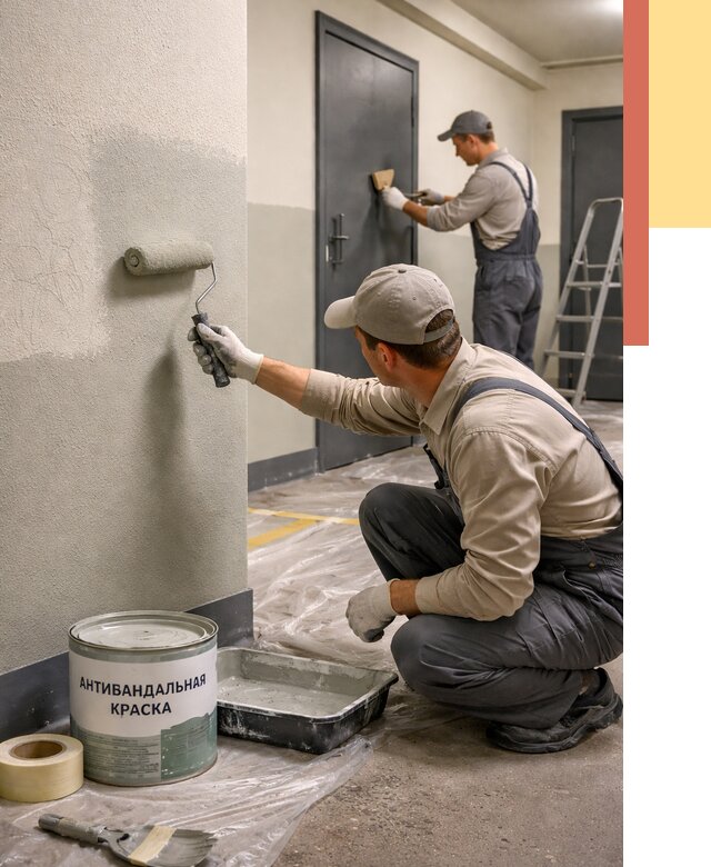Покраска стен антивандальной краской в Колпино от 4642 руб./м² под ключ | ОТДЕЛОЧНИК-Клп
