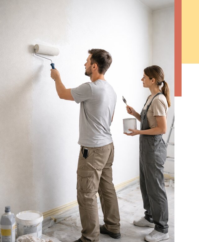 Окраска стен по стеклохолсту в Колпино от 4642 руб/м² под ключ | ОТДЕЛОЧНИК-Клп