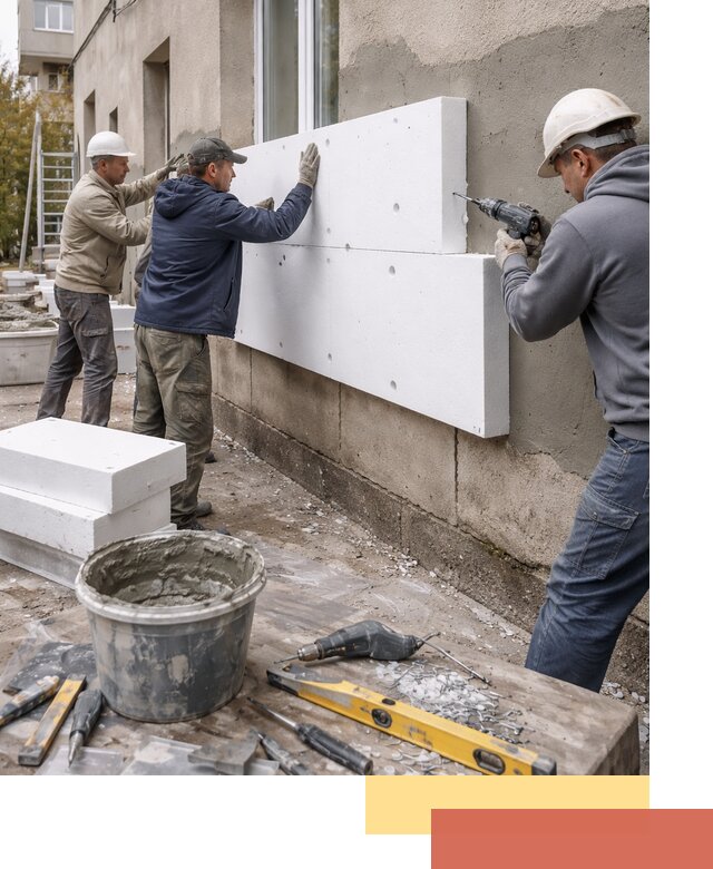 Утепление наружных стен пенопластом в Колпино