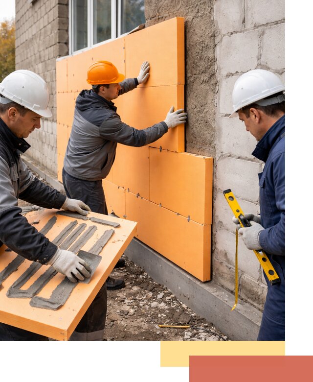 Утепление фасада пеноплексом под ключ в Колпино