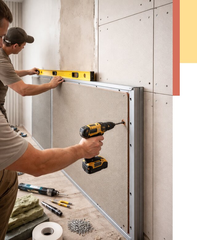 Шумоизоляция стен панелями ЗИПС в Колпино от 2269 руб./м² под ключ | ОТДЕЛОЧНИК-Клп