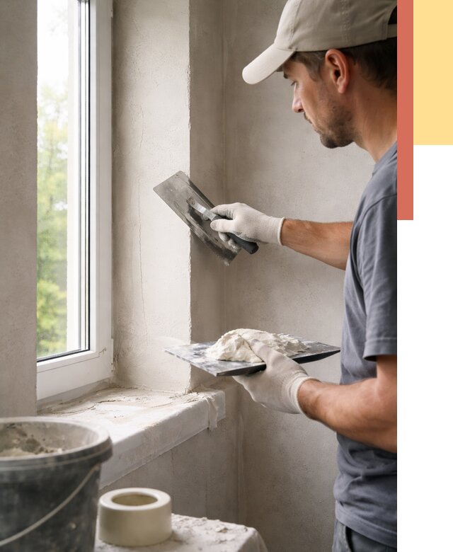 Штукатурка откосов в Колпино от 4642 руб/м² — услуги и выравнивание под ключ | ОТДЕЛОЧНИК-Клп