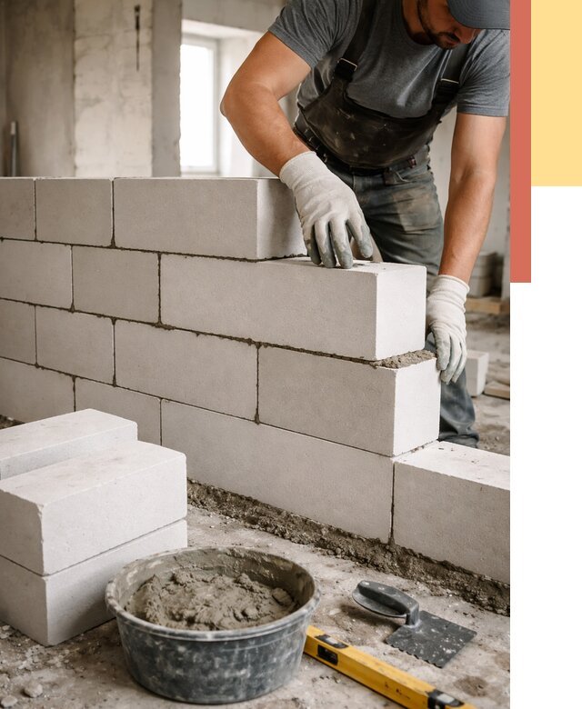 Кладка перегородок из силикатного блока в Колпино от 4126 руб. под ключ | ОТДЕЛОЧНИК-Клп