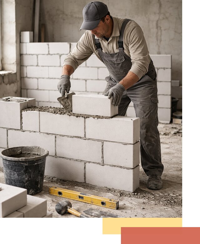 Кладка перегородок из силикатного блока в Колпино