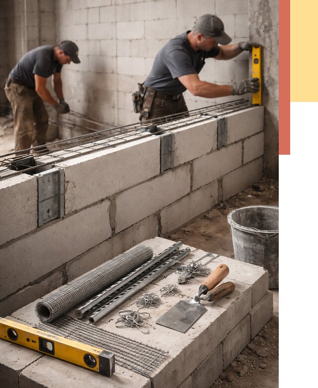 Армирование кладки перегородок в Колпино от 774 руб. под ключ | ОТДЕЛОЧНИК-Клп