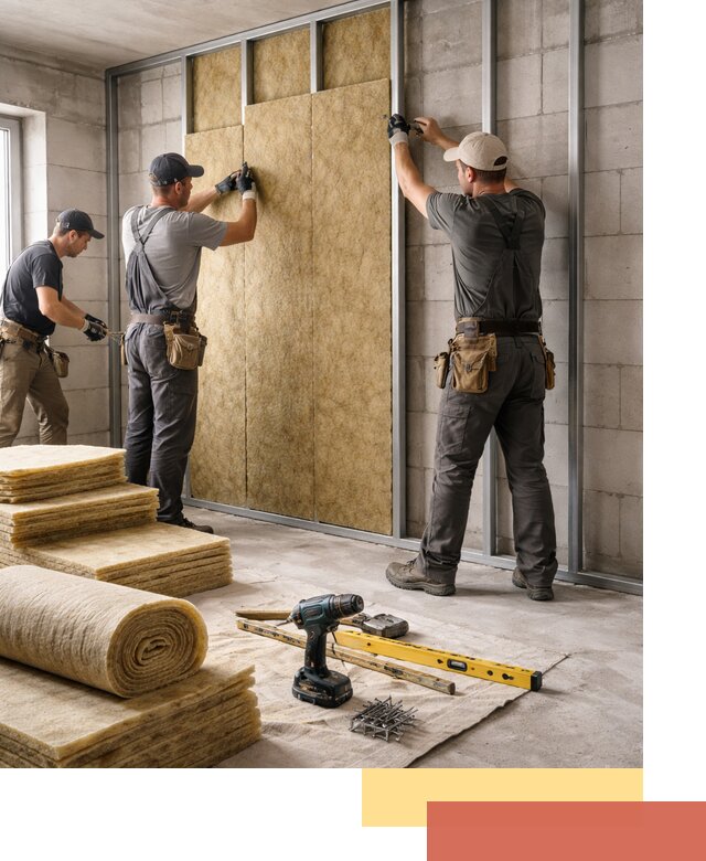 Шумоизоляция перегородок из блоков в Колпино — монтаж и защита шумоизоляцией