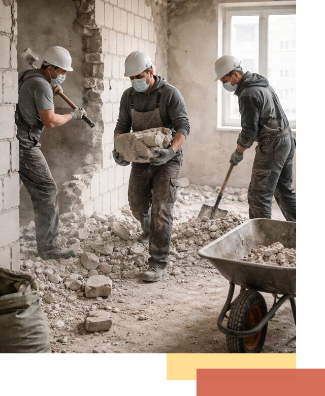 Демонтаж блочных перегородок в Колпино быстро и аккуратно