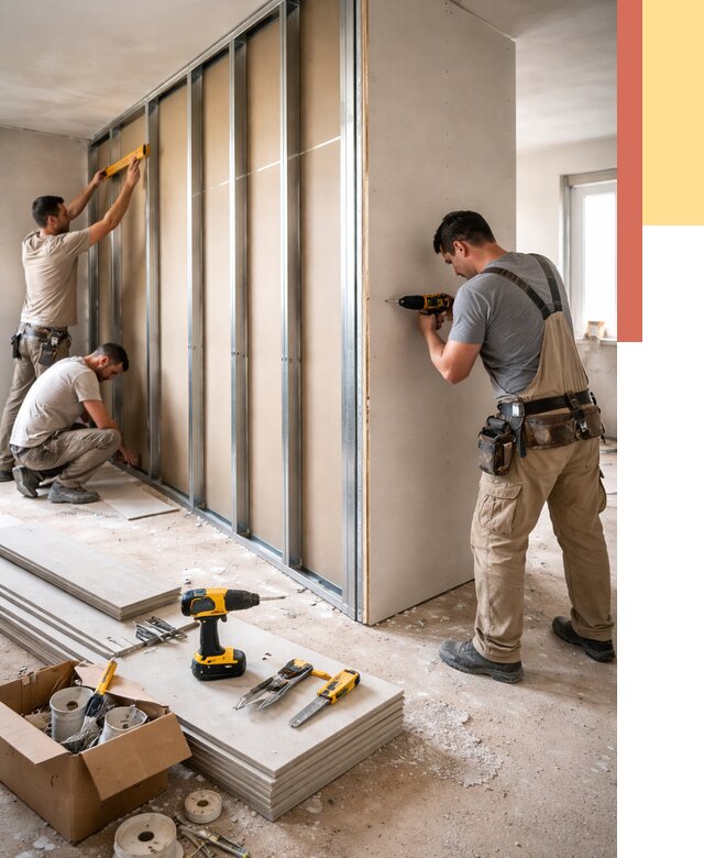 Монтаж однослойной перегородки из гипсокартона в Колпино от 670 руб. | ОТДЕЛОЧНИК-Клп