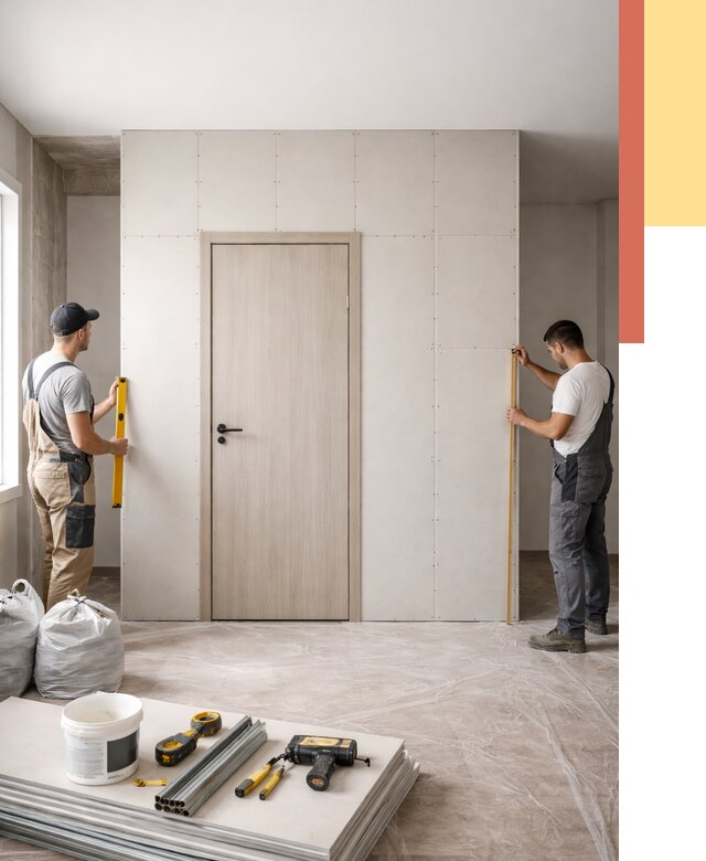 Перегородка из гипсокартона с дверью в Колпино от 4642 руб. под ключ | ОТДЕЛОЧНИК-Клп