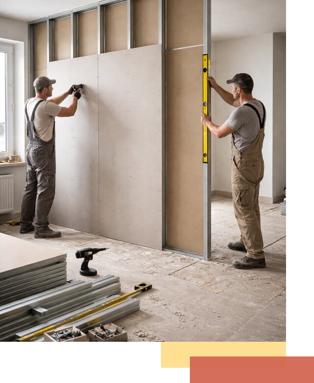 Зонирующая перегородка из гипсокартона под ключ в Колпино