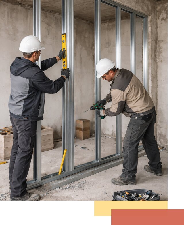 Монтаж каркаса перегородки из профиля в Колпино