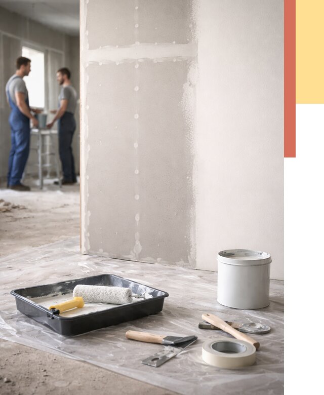 Покраска перегородок из гипсокартона в Колпино от 4642 руб. под ключ | ОТДЕЛОЧНИК-Клп