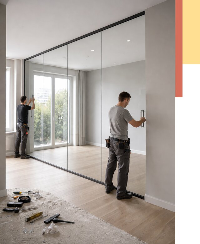 Изготовление стеклянных перегородок в Колпино от 12739 руб. под ключ | ОТДЕЛОЧНИК-Клп