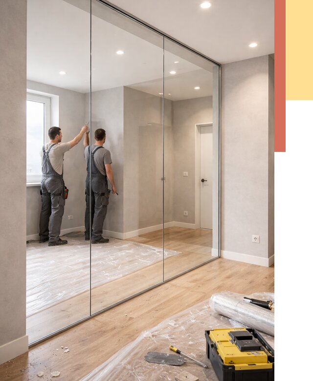 Безрамные стеклянные перегородки в Колпино — монтаж от 9799 руб. | ОТДЕЛОЧНИК-Клп