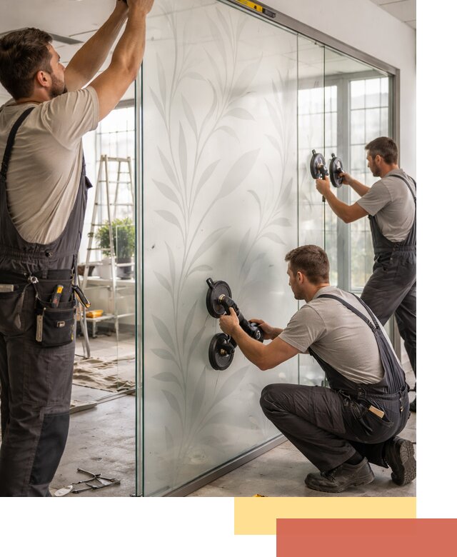 Стеклянные перегородки с рисунком на заказ в Колпино