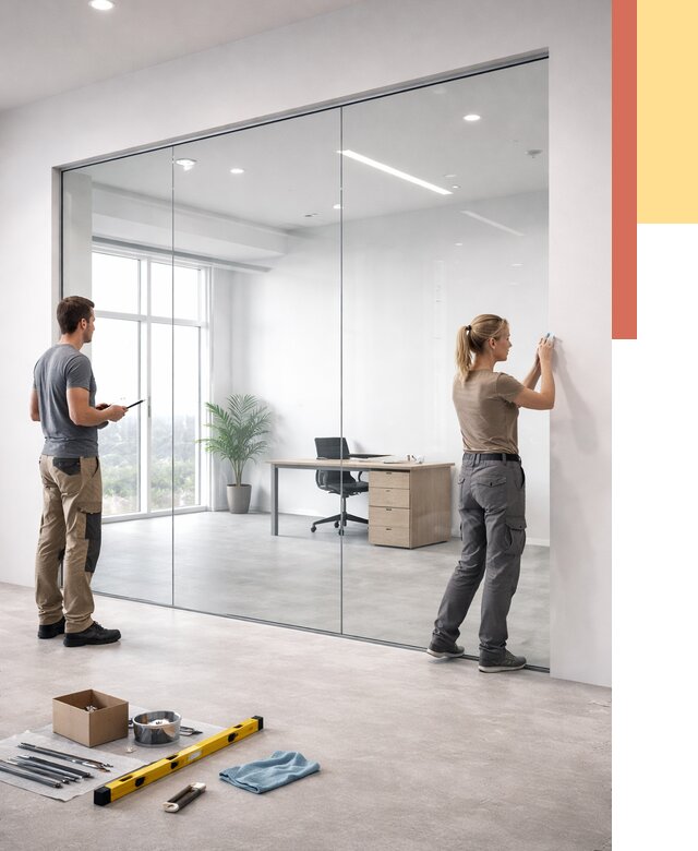 Перегородки из закаленного стекла в Колпино от 9799 руб. под ключ | ОТДЕЛОЧНИК-Клп